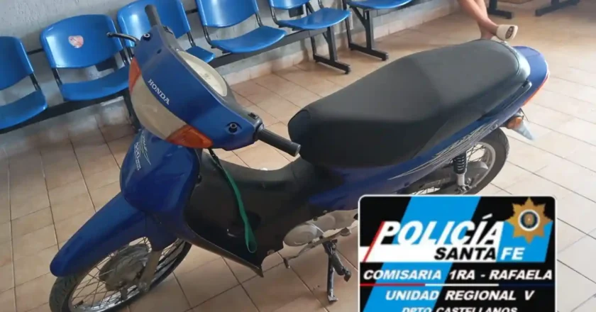 Robo de moto en Rafaela: secuestran un rodado y hay una aprehendida