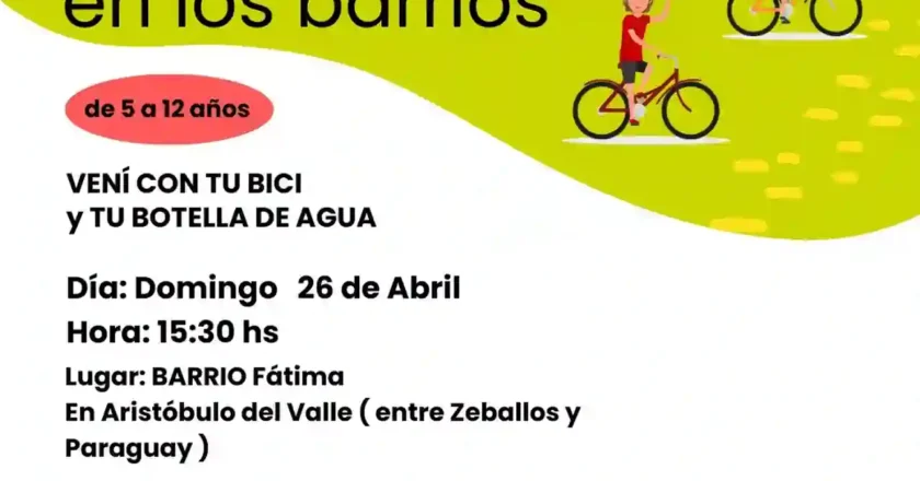 “Ciclismo en los Barrios”: deporte, formación y encuentro en barrio Fátima