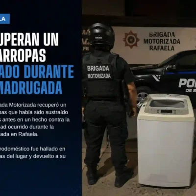 Rafaela: recuperan lavarropas robado en la madrugada