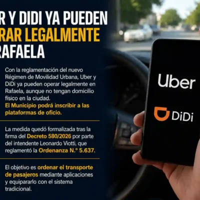 Rafaela: Uber y DiDi ya pueden operar legalmente