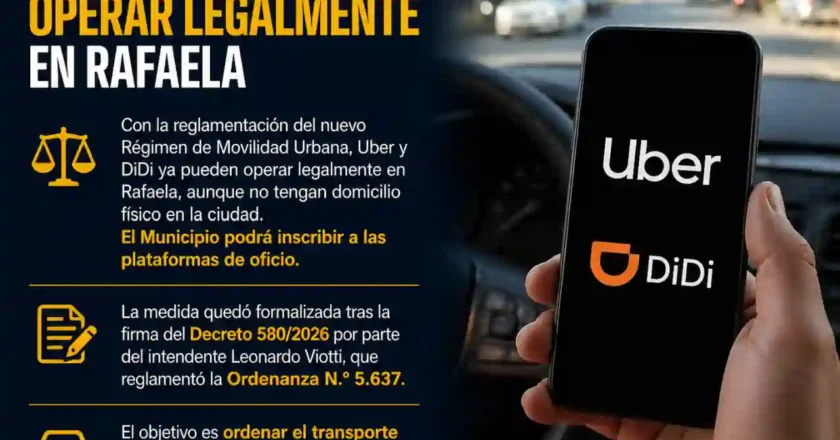 Rafaela: Uber y DiDi ya pueden operar legalmente