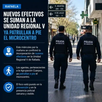 Policías en Rafaela: refuerzan presencia en el centro