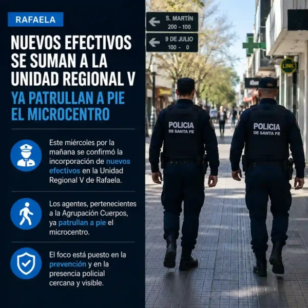 Policías en Rafaela: refuerzan presencia en el centro
