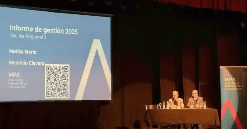 Mauricio Clavero y Matías Merlo presentaron el Informe Anual de Gestión de la Fiscalía Regional de la tercera circunscripción