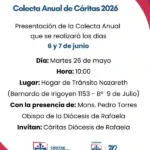 Cáritas Rafaela lanza su colecta anual los días 6 y 7 de junio