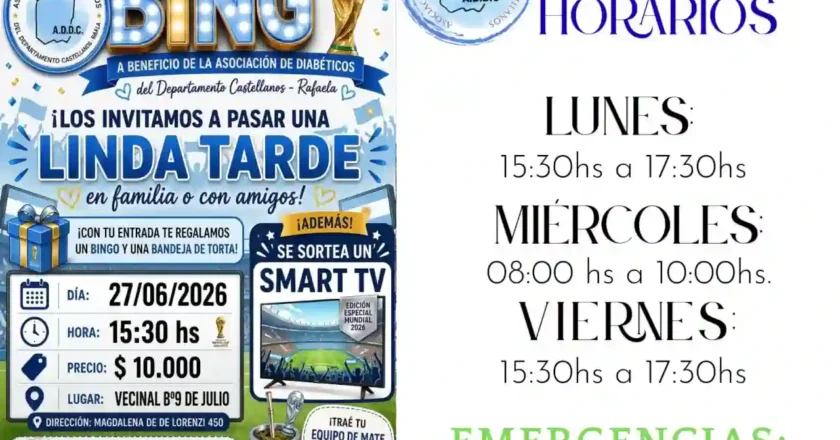 Mate y Té Bingo Mundialista: una tarde solidaria en Rafaela