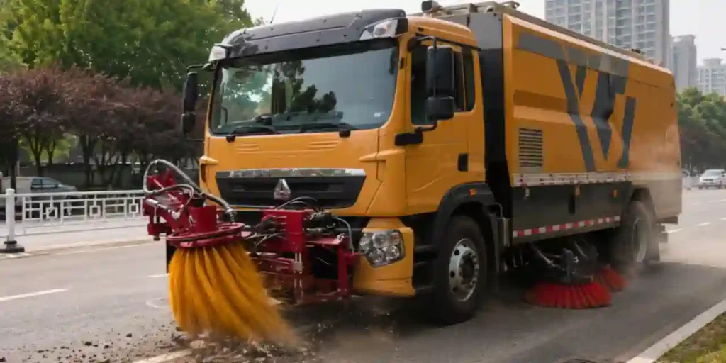 Camión de limpieza chino sorprende al operar a 80 km/h sin cortar el tránsito 1 Camión de limpieza chino sorprende al operar a 80 km/h sin cortar el tránsito