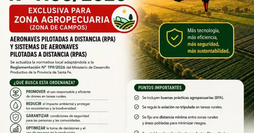 Pilar regula el uso de drones agrícolas y se posiciona a la vanguardia en la provincia