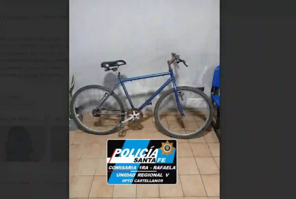Rafaela: aprehendieron a un hombre que circulaba en una bicicleta robada 1 Rafaela: aprehendieron a un hombre que circulaba en una bicicleta robada