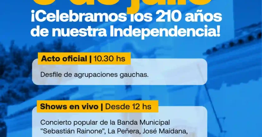 Sunchales celebrará el 210° aniversario de la Declaración de la Independencia en Plaza D’Antoni