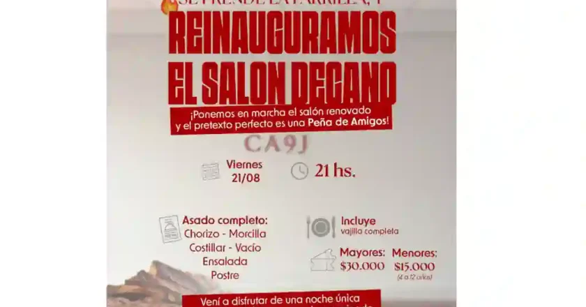 El club 9 de Julio reinaugura el histórico salón decano