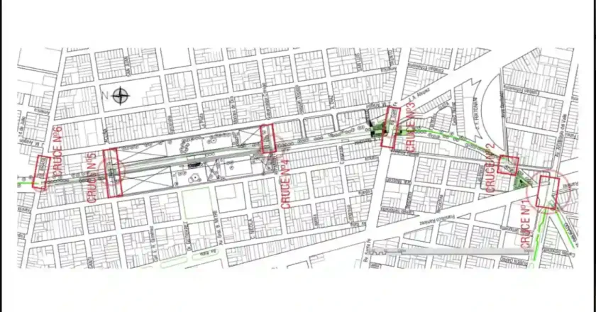 Señalización en cruces de la ciclovía del FFCC Belgrano