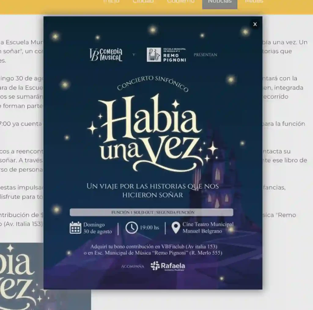"Había una vez": la Orquesta de Cámara de la Escuela Municipal de Música "Remo Pignoni" y VB Comedia Musical presentan un concierto sinfónico