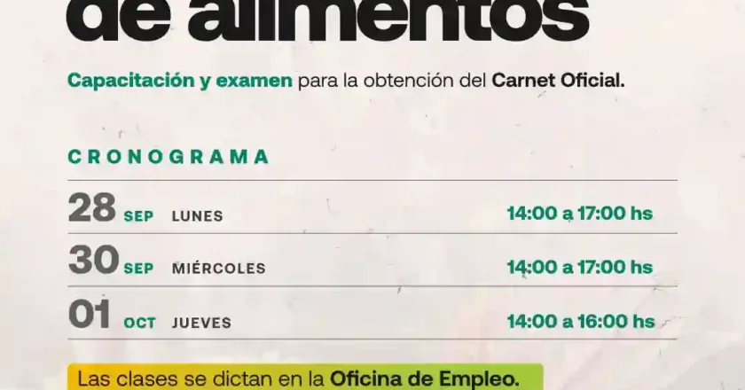 Inscripciones abiertas para Curso de Manipulación de Alimentos