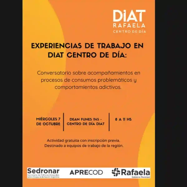 El DIAT Centro de Día realizará un conversatorio sobre consumos problemáticos