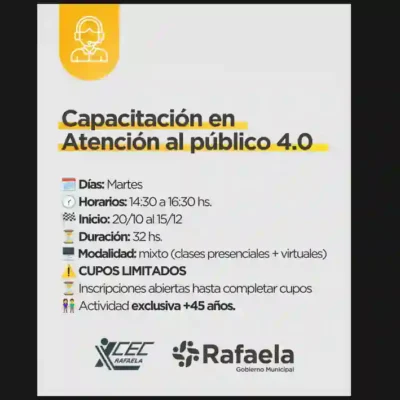¿Tenés más de 45 y buscás trabajo? Llega Atención al Público 4.0